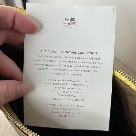 Coach Signature Stripe Shoulder Bag F13674 Khaki Yellow Hobo - Picture 10 of 11